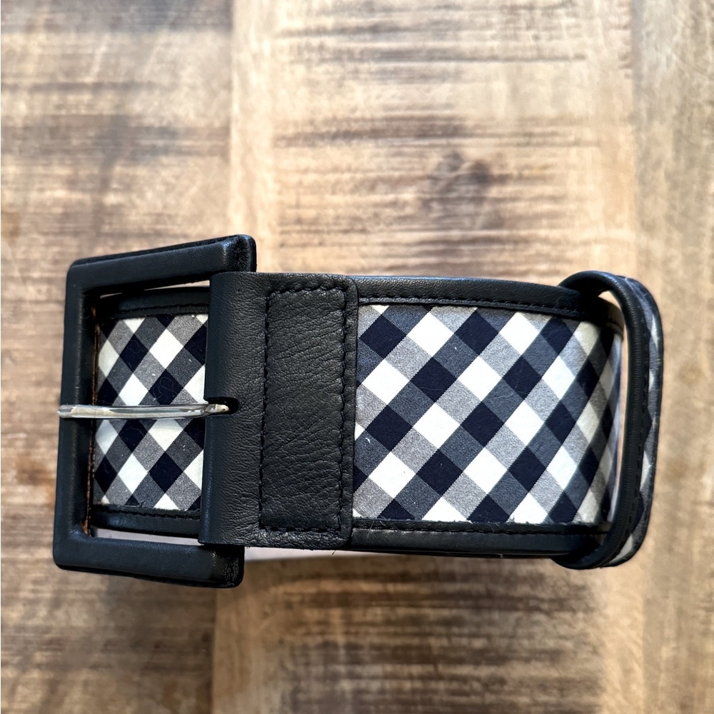 Vintage Bill Blass New York Navy Gingham Belt Size XS